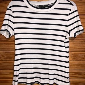 White and black striped semi-fitted shirt